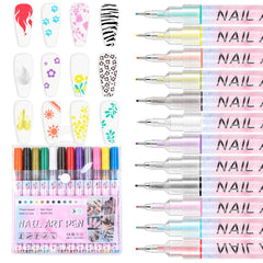 Nail Art Pens Set3D Nail Polish Pens Quick Dry for Nail Art Macaron Color Nail Art Drawing Special Nails Art Design Manicure Nail Pens for Home & Salon DIY/0.5