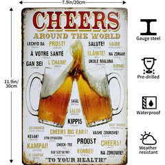 Creative Beer Iron Sheet Wall Art for Bars (8x12in)