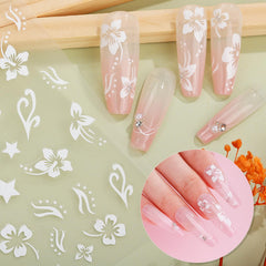 AIDVPOD Flower Nail Art Stickers Spring Summer Nail Art Sticker Decal for Nail Art Pink Yellow Sakura 3D self-Adhesive Nail Decal for Women Girls Nail Art Decoration Nail Accessory 4Sheets…