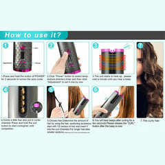 Hair Curler LCD Cordless Auto Rotating Waver Curling Iron