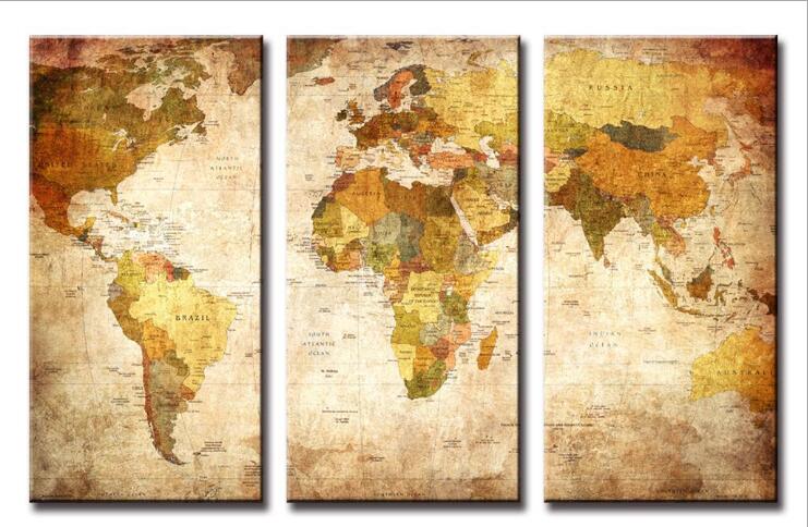 Wall Art World Triptych Painting