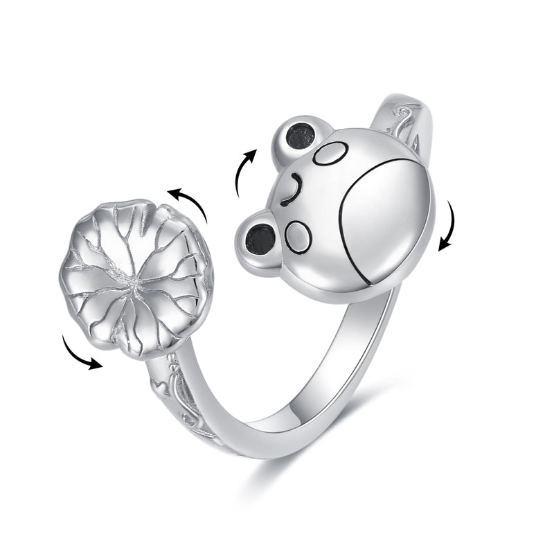 Vadmans Frog Anxiety Rings Sterling Silver Animal Fidget Spinner Anti Stress Ring Jewelry for anxiety for Women