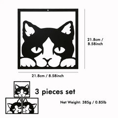 3pcs Black Cat Metal Wall Art Decor (Hanging Set)