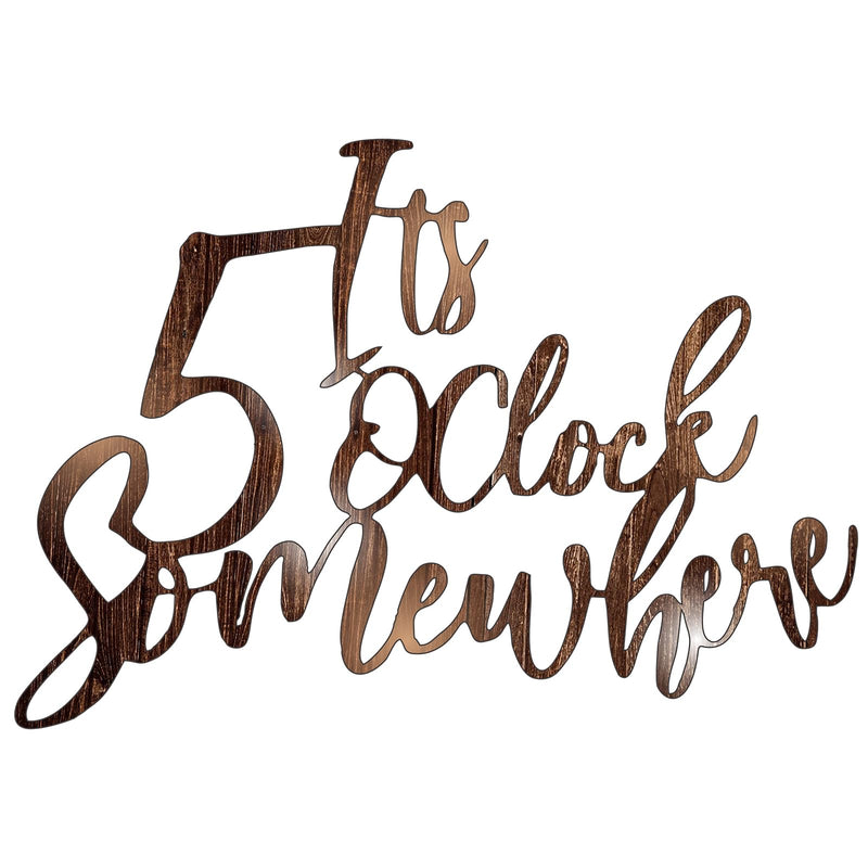Demissle Metal Bar Signs for Home Bar Decoration Its 5 Oclock Somewhere Word Sign 10 x 15 Vintage Retro Metal Bar Wall Art Black Hanging Sign for Home Bar Salon Farmhouse Kitchen (Vintage Brown)