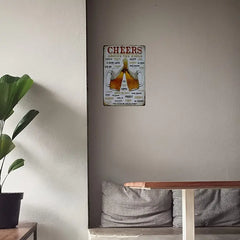 Creative Beer Iron Sheet Wall Art for Bars (8x12in)