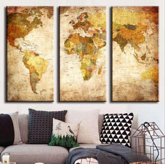 Wall Art World Triptych Painting