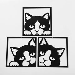 3pcs Black Cat Metal Wall Art Decor (Hanging Set)