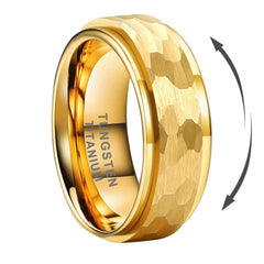 TUTISS 8mm Gold Spinner Tungsten Titanium Fidget Ring