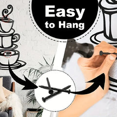 Black Metal Coffee Cup Wall Art for Kitchen Decor