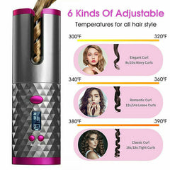 Hair Curler LCD Cordless Auto Rotating Waver Curling Iron