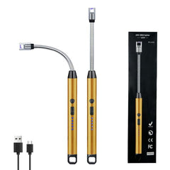 2 PCS Candle Lighter Electric Lighter Arc Windproof Flameless with 360° Flexible Neck & LED Power Display USB Rechargeable