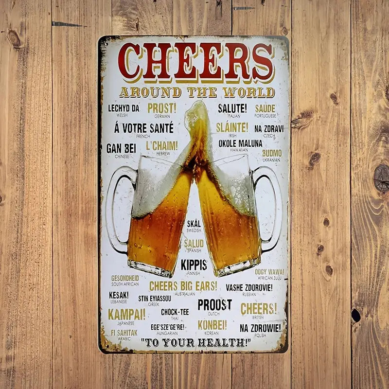 Creative Beer Iron Sheet Wall Art for Bars (8x12in)