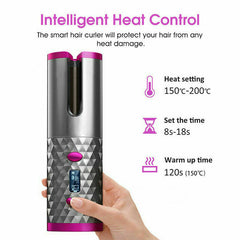 Hair Curler LCD Cordless Auto Rotating Waver Curling Iron