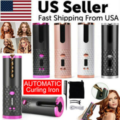 Hair Curler LCD Cordless Auto Rotating Waver Curling Iron